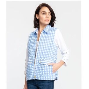 NEW Hinson Wu Lauren Reversible Gingham Check to Stripe Vest Blue White Small‎
